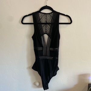 Windsor black lace bodysuit with and open back. Size M.